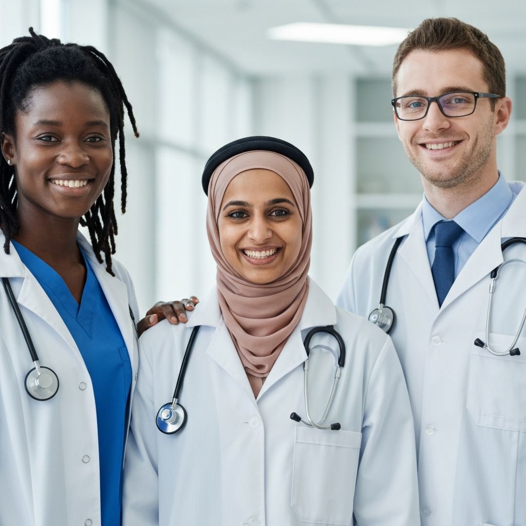 Équipe multiculturelle de professionnels de la santé JNACCOR